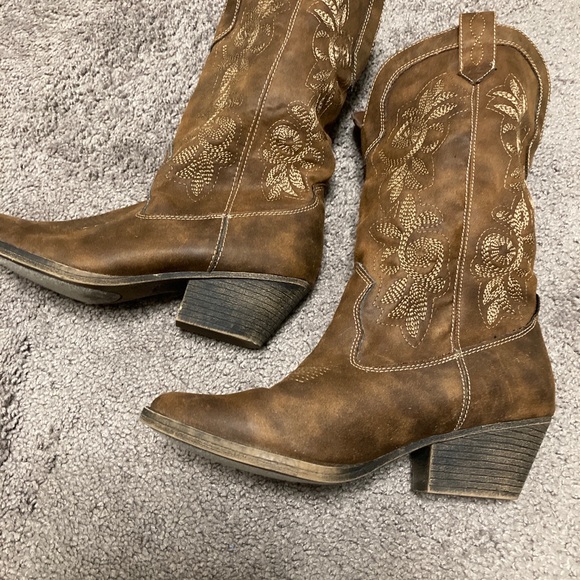 Rampage Cowboy Boots Brown Embroided Pointed Toe RAM-VIDA 429105 Sz 7 M - Picture 2 of 7